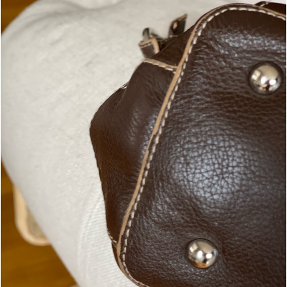 FORTUNA VALENTINO BROWN LEATHER HANDBAG DETACHABLE STRAP CROSSBODY SATCHEL PURSE - Picture 9 of 13